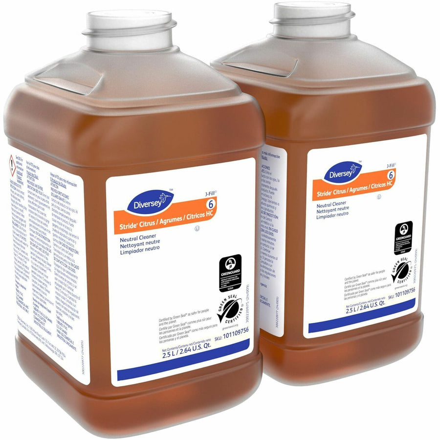 Diversey Care Stride Citrus Neutral Cleaner, Orange, Rinse-free, 2 / Carton, DVO101109756