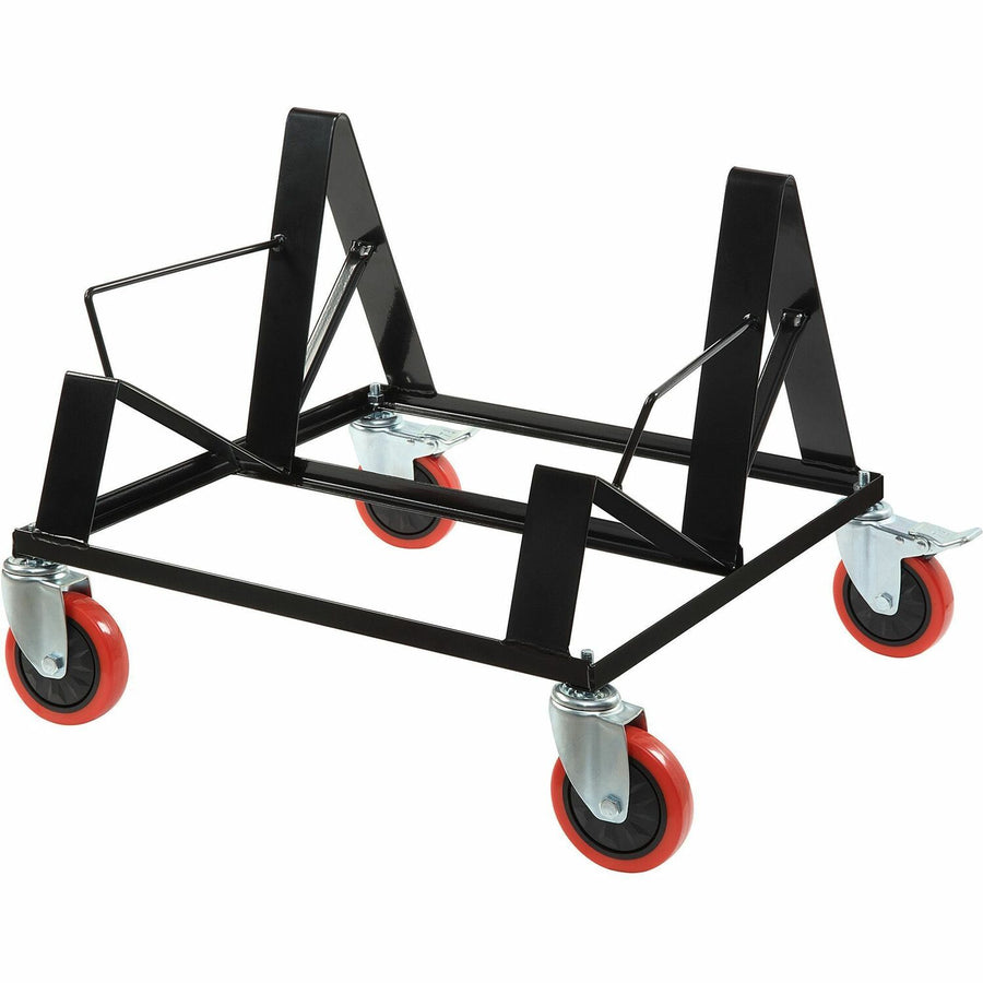 Lorell Stack Chair Steel Dolly, 24.20" x 20.70", Powder Coated Black, Powder Coated Steel, Locking Casters, LLR62538