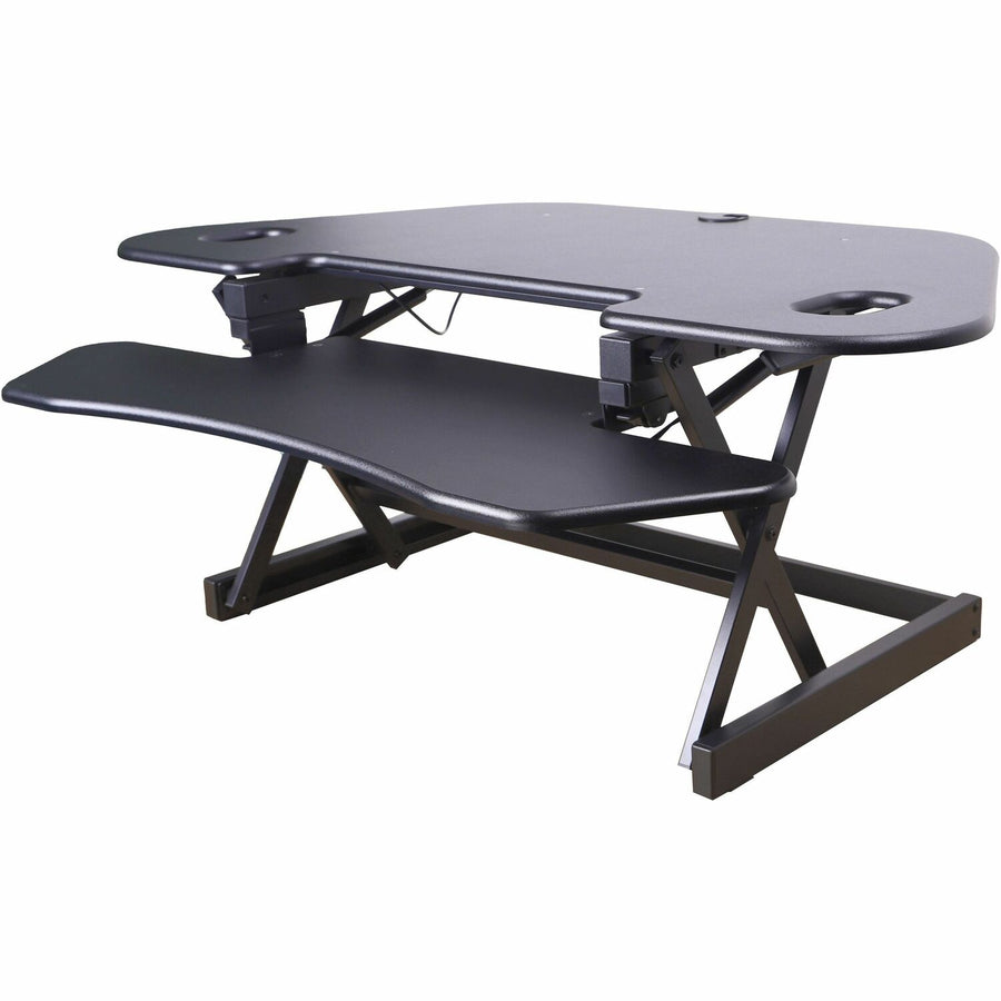 Rocelco CADR-46 Corner Sit-to-Stand Desk Riser, 45.50" x 23.20", Black, Electrical Outlet, RCLRCADRB46A