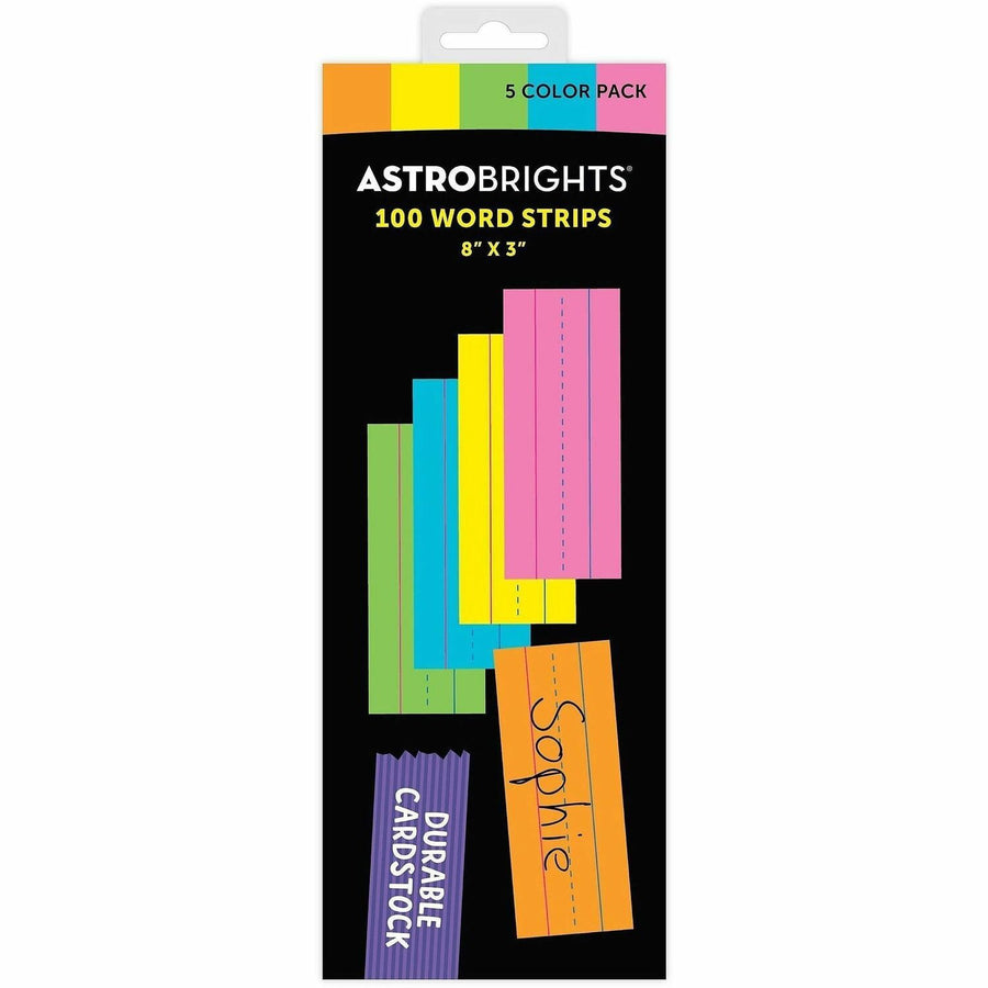 Astrobrights Ruled Handwriting Strips, Assorted, 100 / Pack, WAU9104001