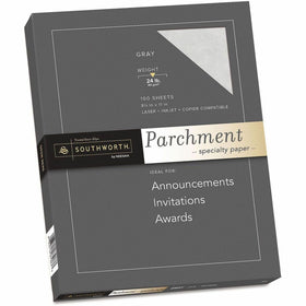 Southworth Company, Agawam, MA 24lb Parchment Specialty Paper, Gray, 8 1/2" x 11", 100 / Pack, SOUP974CK336
