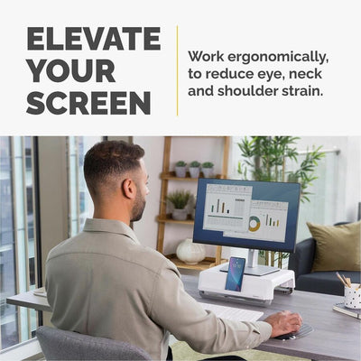 Fellowes Breyta Monitor Stand, White, FEL100098565