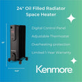 Equity Sales & Marketing Kenmore 24" Oil-Filled Radiator Space Heater, Black, ESMKM65019BK