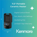 Equity Sales & Marketing Kenmore 11-1/2" Portable Ceramic Heater, Black, ESMKM65015BK