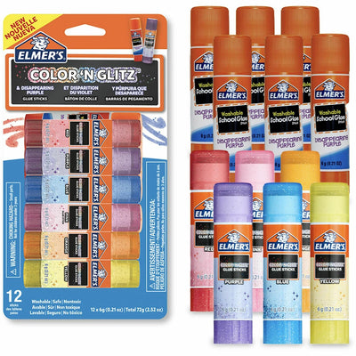 Elmer's Color 'N Glitz Glue Sticks, Purple, 12 / Pack, EPI2197116