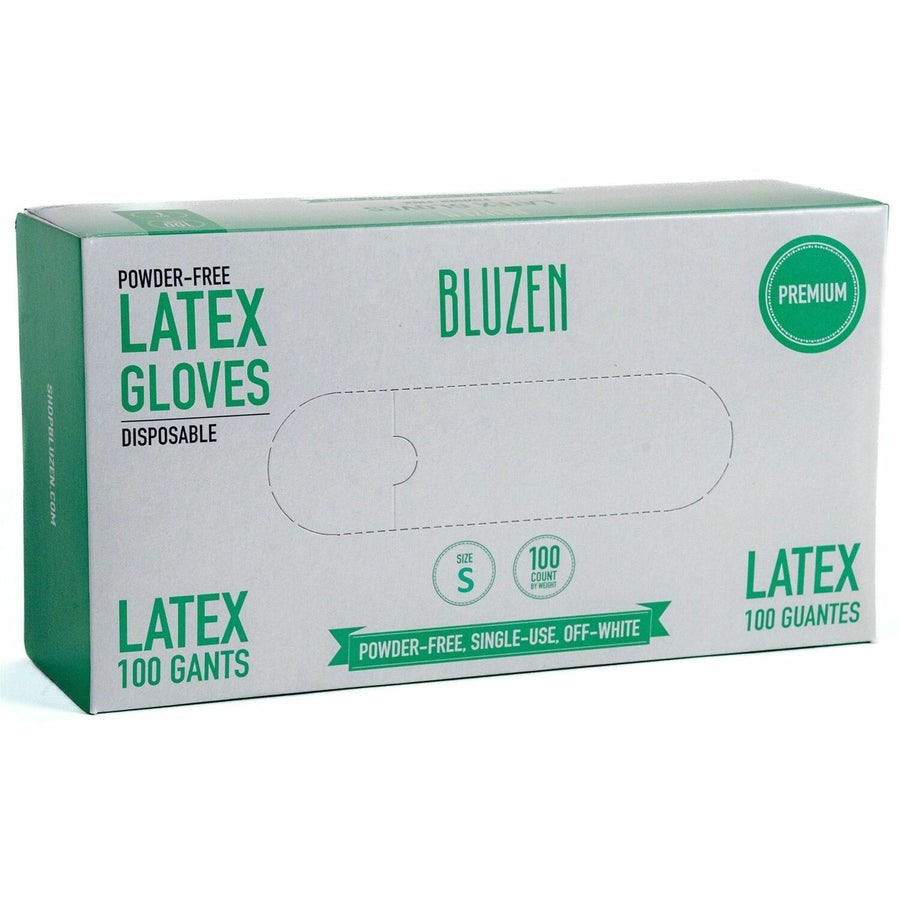 BLUZEN Powder-Free Latex Gloves, Premium, Small, Off White, 10 / Carton, RMLLAT101SCT