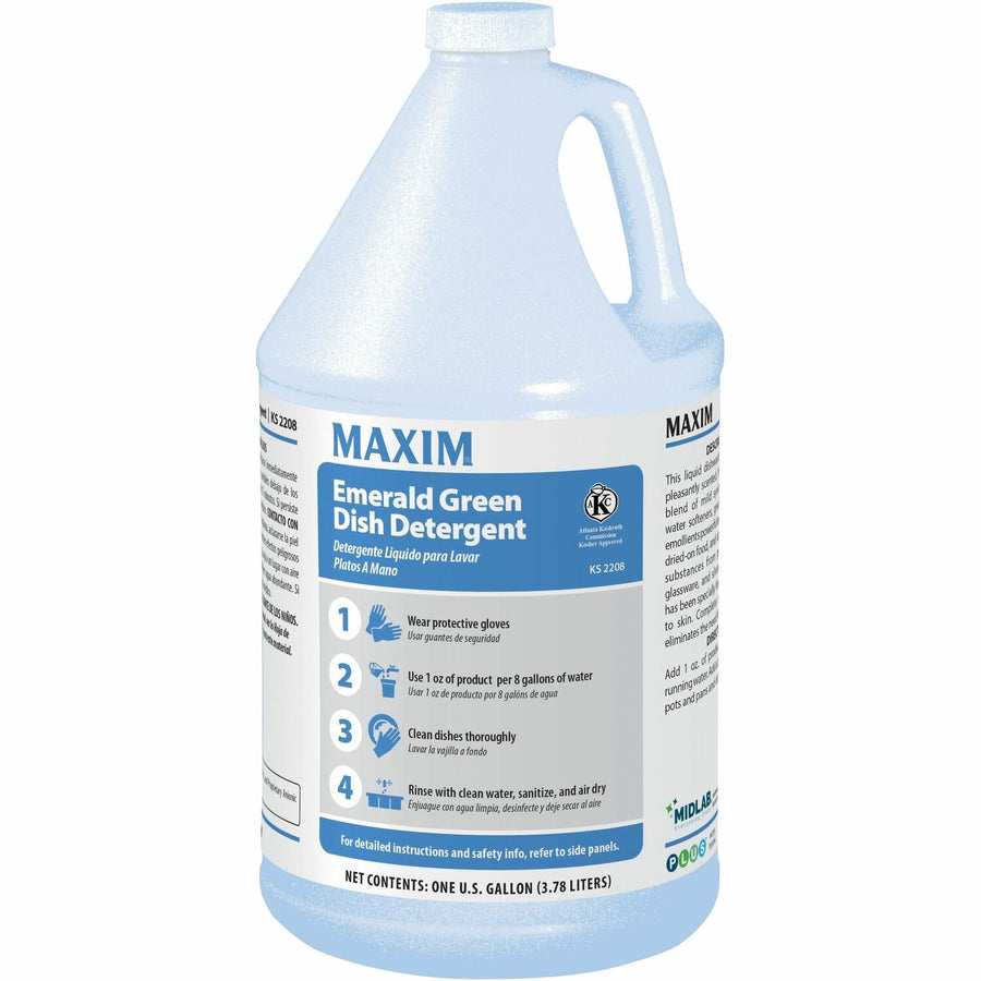Midlab Liquid Dish Detergent, White, Water Softening, 4 / Carton, MLB22080041