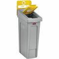 Rubbermaid Commercial Slim Jim Recycling Station 1-Stream Bottles/Cans, 23 Gal, Yellow, RCP2185052