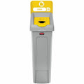 Rubbermaid Commercial Slim Jim Recycling Station 1-Stream Bottles/Cans, 23 Gal, Yellow, RCP2185052