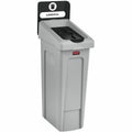 Rubbermaid Commercial Slim Jim Recycling Station 1-Stream Landfill, 23 Gal, Black, RCP2185053