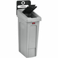 Rubbermaid Commercial Slim Jim Recycling Station 1-Stream Landfill, 23 Gal, Black, RCP2185053