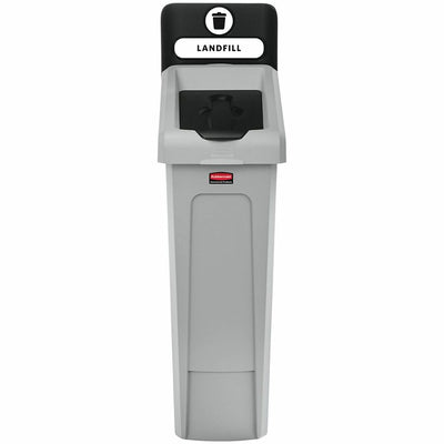 Rubbermaid Commercial Slim Jim Recycling Station 1-Stream Landfill, 23 Gal, Black, RCP2185053
