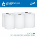 Kimberly-Clark Scott Universal 100% Recycled Fiber Hard Roll Paper Towels, White, 6 / Carton, KCC56158