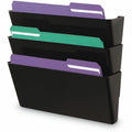 Universal Wall File Pockets, 3 Sections, Letter Size,13" x 4.13" x 14.5", Black, 3/Pack, UNV08121
