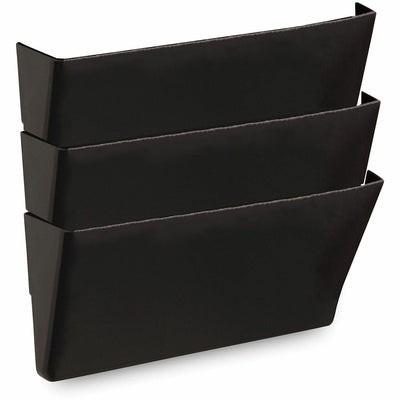 Universal Wall File Pockets, 3 Sections, Letter Size,13" x 4.13" x 14.5", Black, 3/Pack, UNV08121