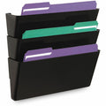 Universal Wall File Pockets, 3 Sections, Letter Size,13" x 4.13" x 14.5", Black, 3/Pack, UNV08121