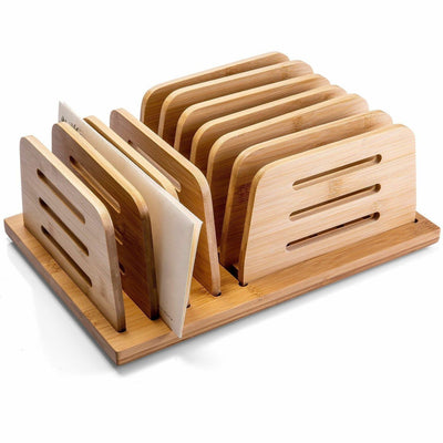 Officemate Bamboo Large File Sorter, Natural Wood Grain, OIC71002
