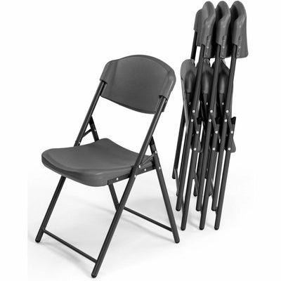 Iceberg Rough-N-Ready Blow-Molded Folding Chairs, Charcoal, 4 / Pack, ICE64037