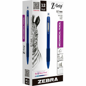 Zebra Z-Grip Mechanical Pencil, 0.7 mm, HB/#2, 1 Dozen, ZEB50420