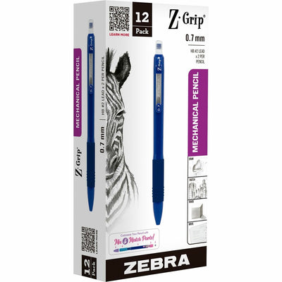 Zebra Z-Grip Mechanical Pencil, 0.7 mm, HB/#2, 1 Dozen, ZEB50420