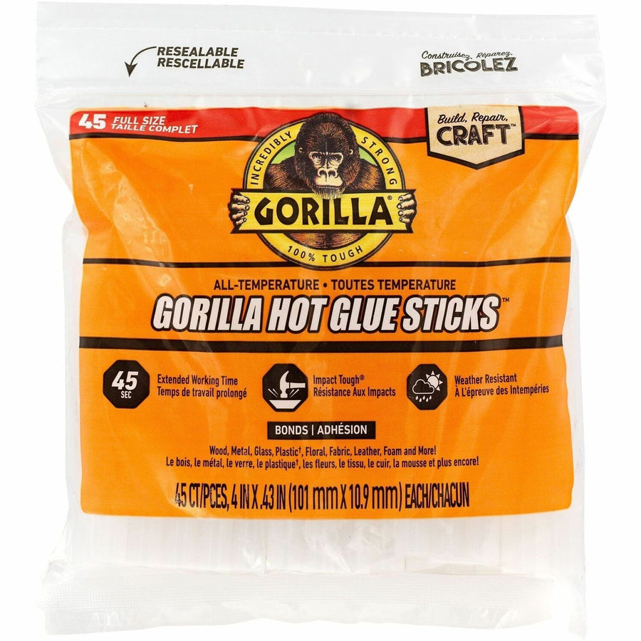 Gorilla Hot Glue Sticks, Clear, Impact Resistant, GOR3034502
