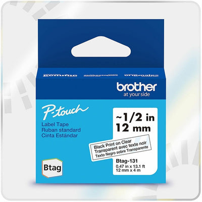 Brother P-touch BTAG-131 Black on Clear Label Tape, 6EA/BX 4BX/CT — view 1