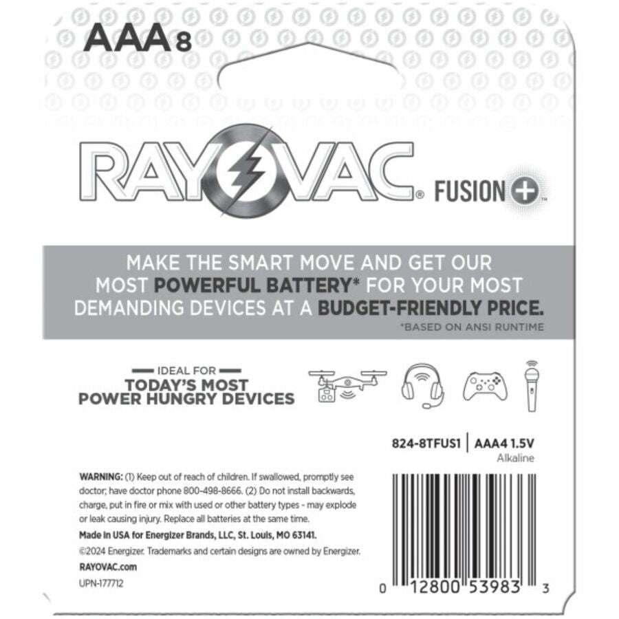 Rayovac Fusion Battery, Red, 8 / Pack, RAY8248TFUS1