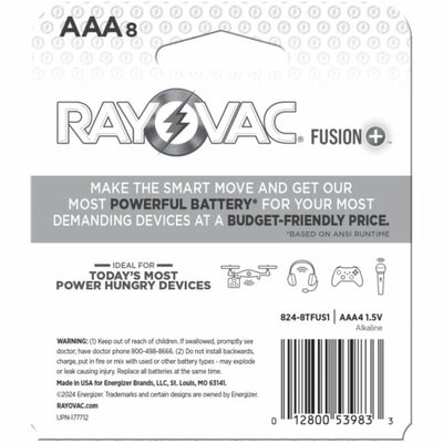 Energizer Holdings Rayovac Fusion Battery, Red, 8 / Pack, RAY8248TFUS1