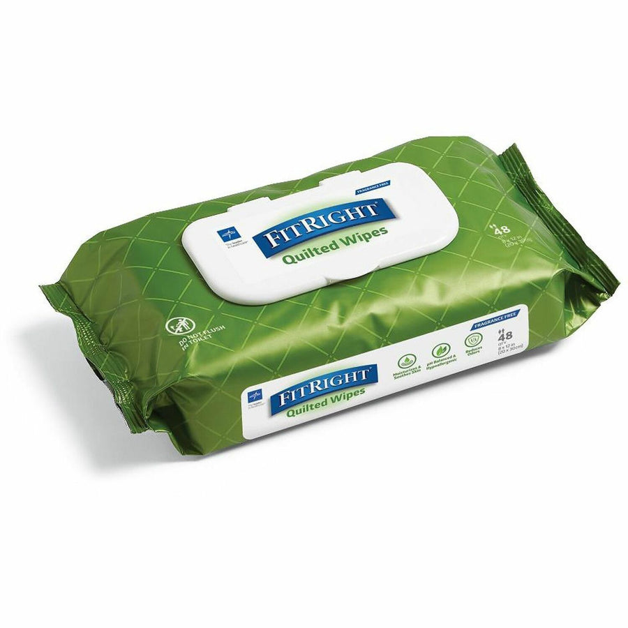 FitRight Aloe Quilted Wet Wipes Soft Pack Fragrance Free 48 / Pack 12Ct, White, Disposable, 12 / Carton, MIIMSC263625