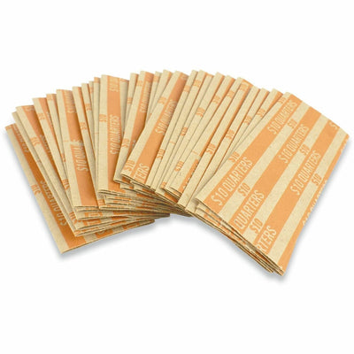 ControlTek Flat Tubular Coin Wrappers for Quarters, Orange, 1000 / Box, CNK560045