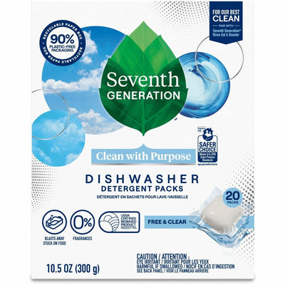 Seventh Generation Natural Dishwasher Detergent, Clear, 20 / Pack, SEV45177