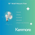 Equity Sales & Marketing Kenmore 16" Wall Fan, White, ESMKM60050WH