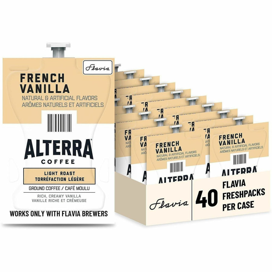 Flavia Alterra French Vanilla Flavored Coffee, Naturally Flavored, 40 / Carton, LAV48721