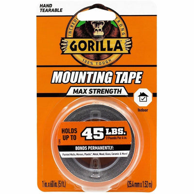 Gorilla Glue Max-Strength Mounting Tape, Black, GOR112962