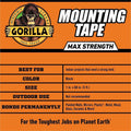 Gorilla Glue Max-Strength Mounting Tape, Black, GOR112962