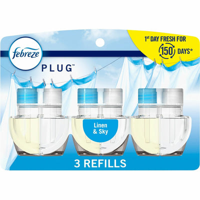 Procter & Gamble Febreze Plug Linen/Sky Oil Refill, Blue, 3 / Pack, PGC13846