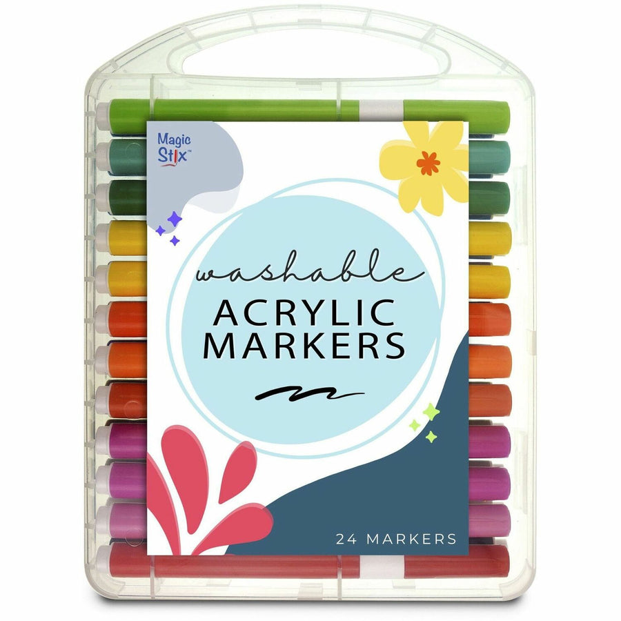 The Pencil Grip Magic Stix Washable Acrylic Markers, Assorted, Easy to Clean Ink, TPG498