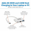 Eaton Tripp Lite series U444-06N-H4U-C3 HDMI/USB/USB-C Audio/Video Adapter, White, TRPU44406NH4UC3