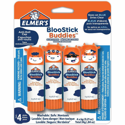Elmer's BlooStick Buddies Glue Sticks, Blue, 4 / Pack, EPI2213740