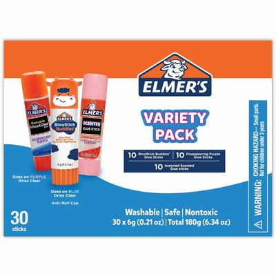 Elmer's BlooStick Buddies, Disappearing Purple and Scented Glue Stick Combo Pack, Blue, 30 / Box, EPI2213791