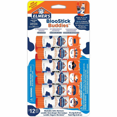 Elmer's BlooStick Buddies and Disappearing Purple Glue Sticks Combo Pack, Blue, 12 / Pack, EPI2213736