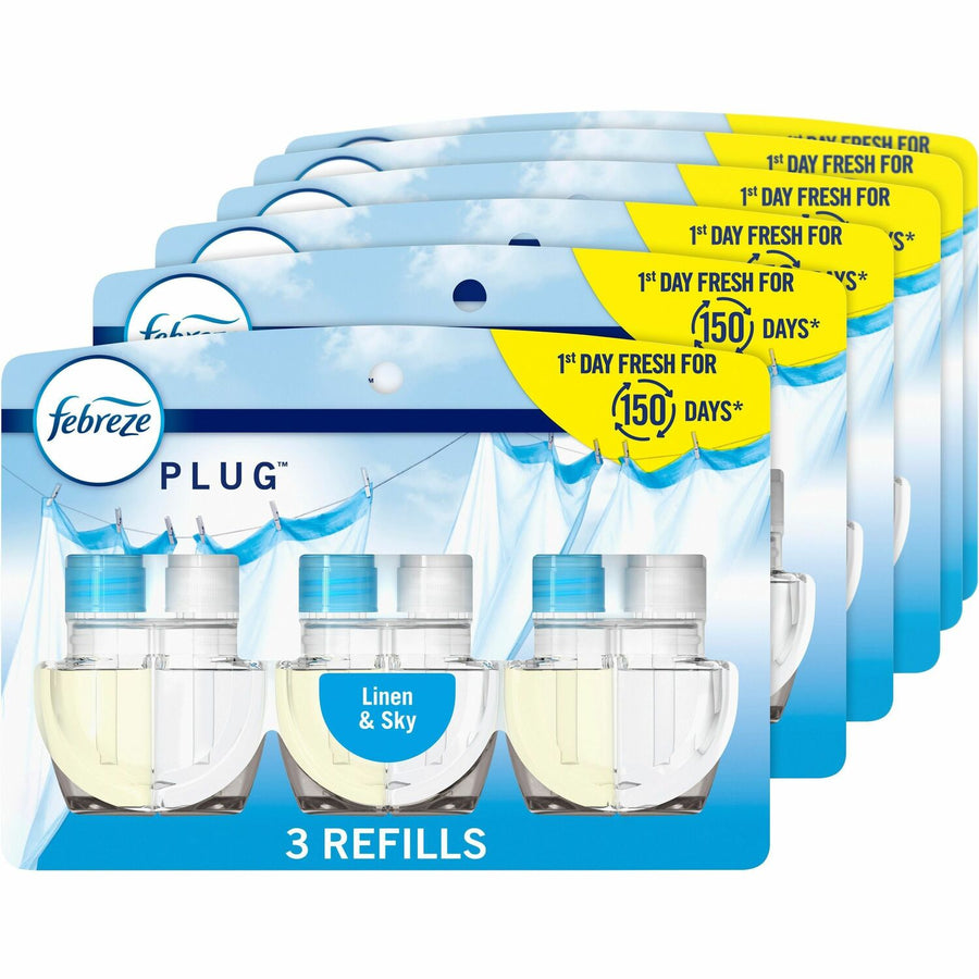 Febreze Plug Linen/Sky Oil Refill, Blue, 6 / Carton, PGC13846CT