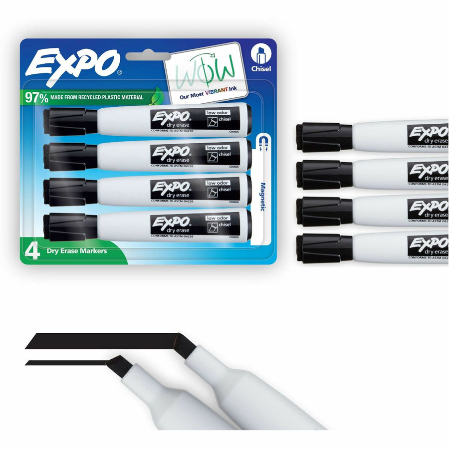 Expo Magnetic Dry-erase Marker, Black, 4 / Pack, SAN1944729A