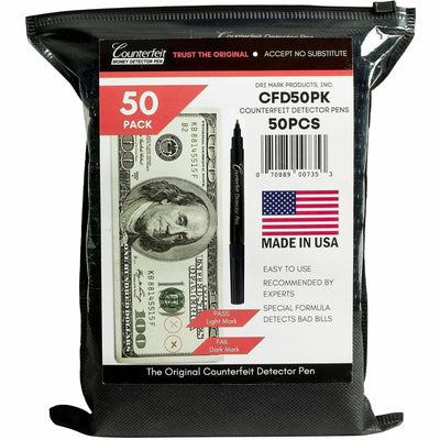Dri Mark Compact Counterfeit Detector Pen, Black, 50 / Pack, DRICFD50PK