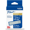 Brother Genuine P-touch TZeML35 WHT on GRY Label Tape, Premium Matte Laminated, 12mmX8m, Matte Gray, BRTTZEML35G