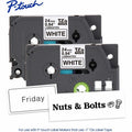 Brother Genuine P-touch TZe2512PK BK on WHT Label Tapes, Laminated, 24mmX8m each, White, 2 Pack, BRTTZE2512PKG