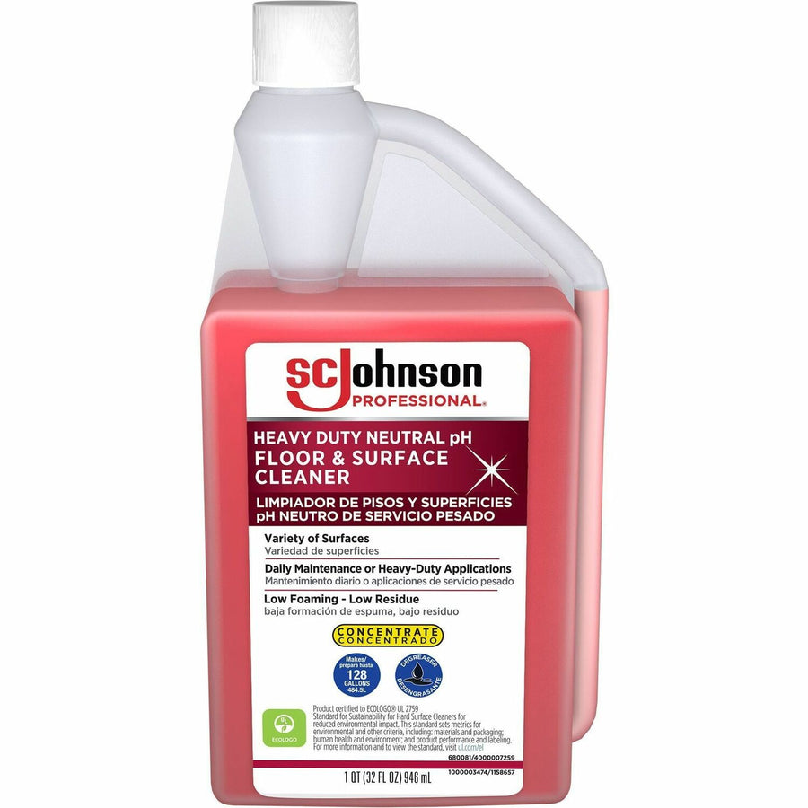 SC Johnson Heavy-Duty pH Floor & Surface Cleaner, Red, pH Neutral, 6 / Carton, SJN680081CT