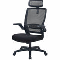 Lorell Lanser Mesh-Back Chair with Flip-Up Arms, Black, LLR63210