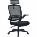 Lorell Lanser Mesh-Back Chair with Flip-Up Arms, Black, LLR63210