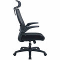 Lorell Lanser Mesh-Back Chair with Flip-Up Arms, Black, LLR63210